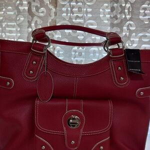 Red Leather Tote Bag